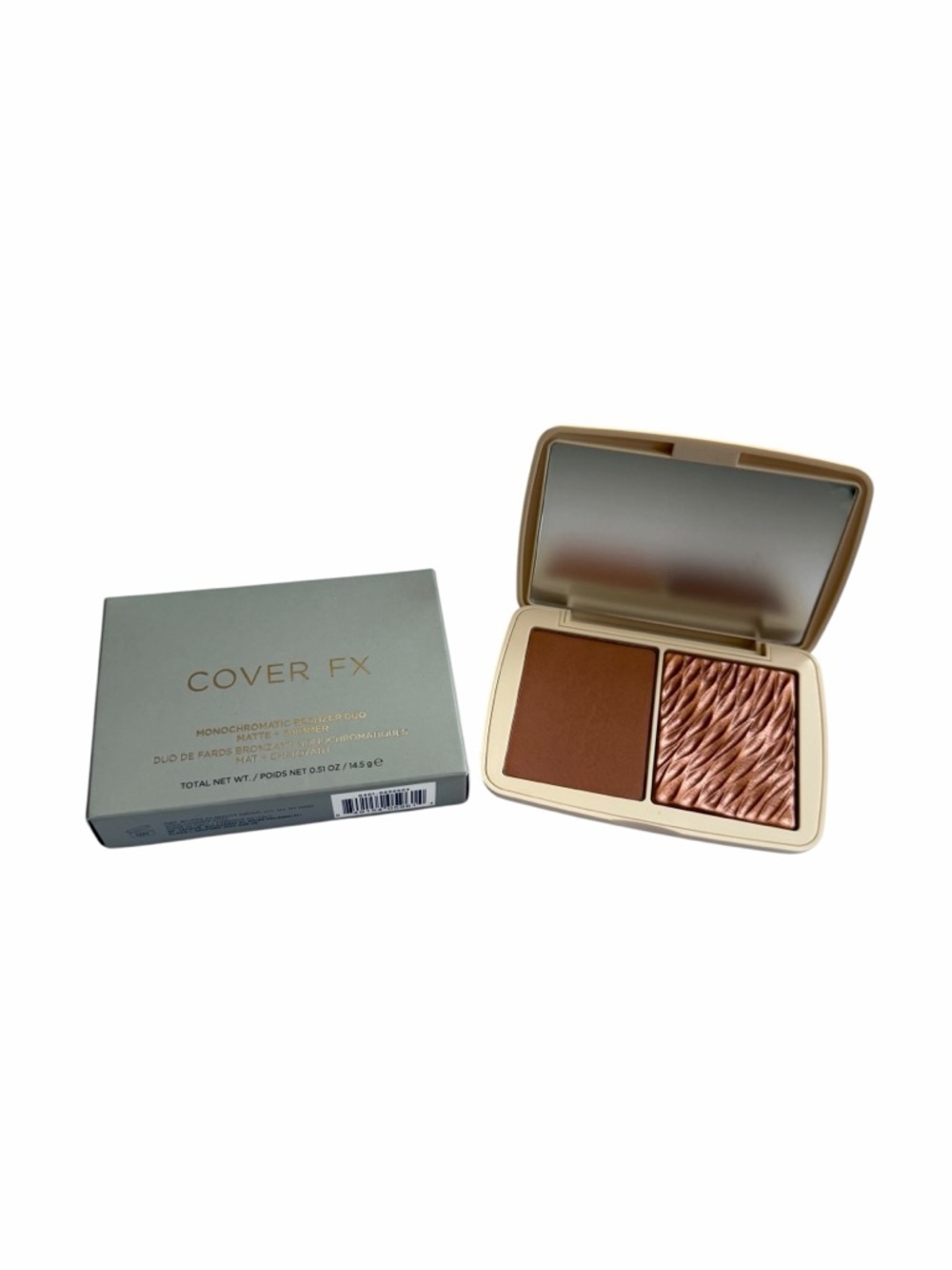 Cover FX Monochromatic Bronzer & Shimmer Duo - Suntan Bronze Full Size NEW